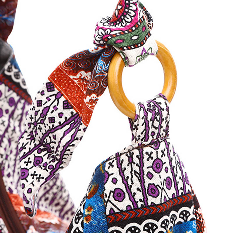 Umhängetasche aus Baumwolle mit Streifenmuster und verstellbarem Riemen, 44 cm