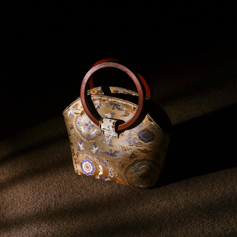 Spirituelle Handtasche mit Kranich-Hirsch-Holzgriff, 19 cm, für Harmonie