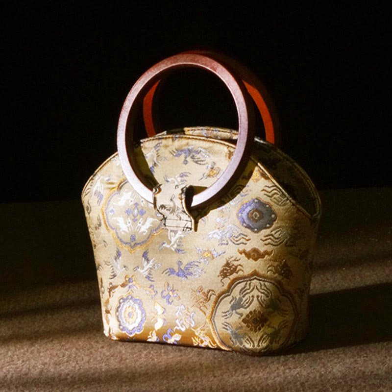 Spirituelle Handtasche mit Kranich-Hirsch-Holzgriff, 19 cm, für Harmonie