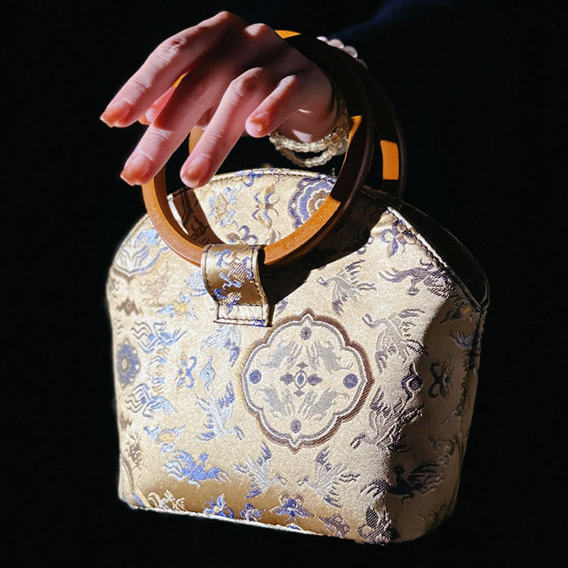 Spirituelle Handtasche mit Kranich-Hirsch-Holzgriff, 19 cm, für Harmonie