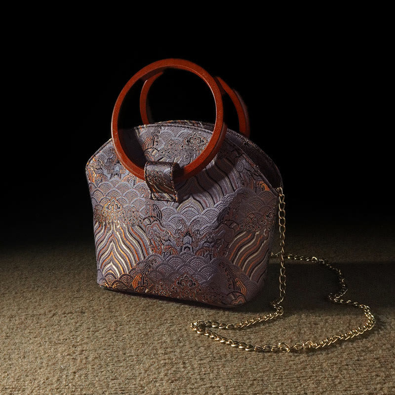 Spirituelle Handtasche mit Kranich-Hirsch-Holzgriff, 19 cm, für Harmonie