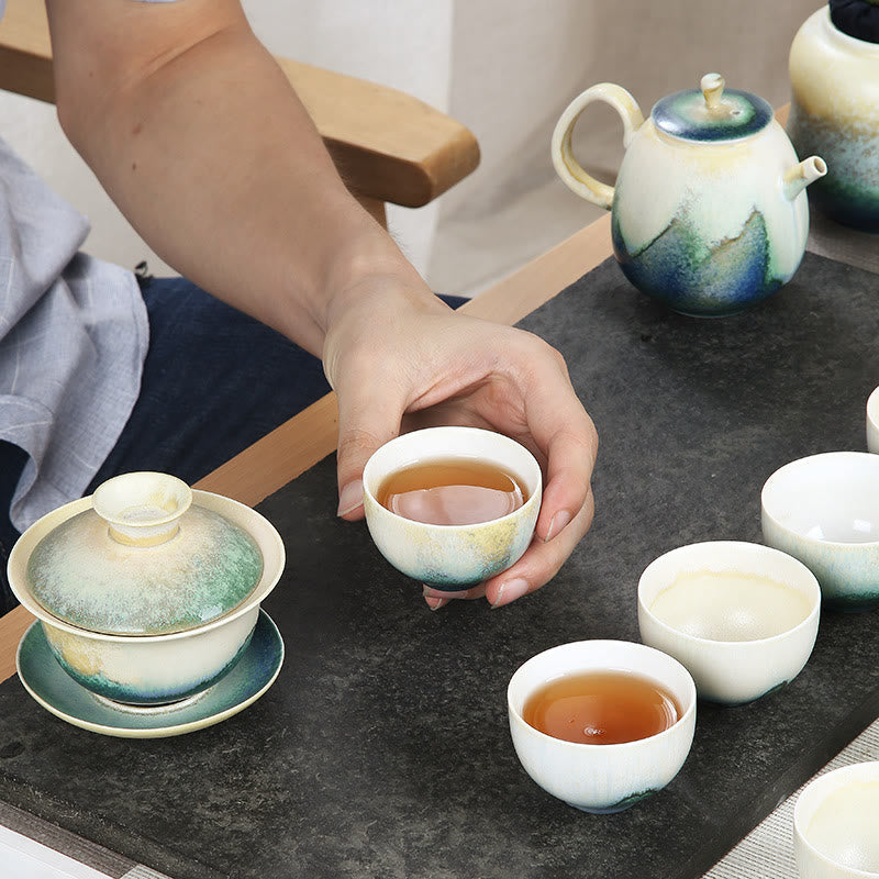 Kreative grüne Kung-Fu-Teetasse aus Keramik, 140 ml