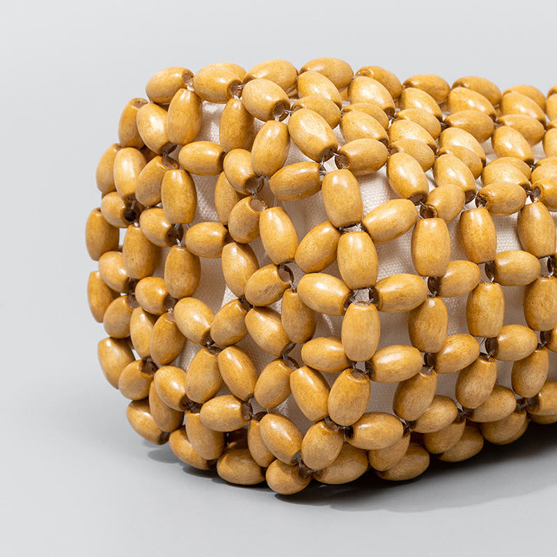 Rohholzhandtasche mit Holzperlen für spirituelle Accessoires