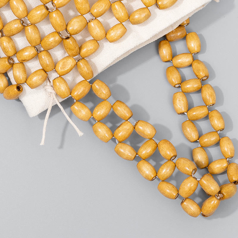 Rohholzhandtasche mit Holzperlen für spirituelle Accessoires