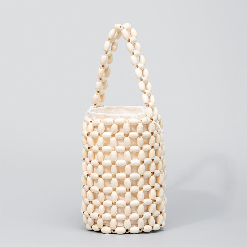 Rohholzhandtasche mit Holzperlen für spirituelle Accessoires