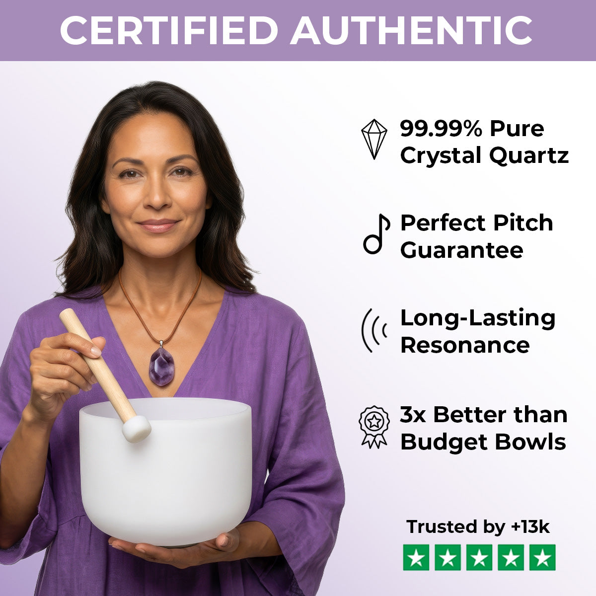 Third-Eye Chakra Crystal Singing Bowl - A Note Sound - Indigo - Product View