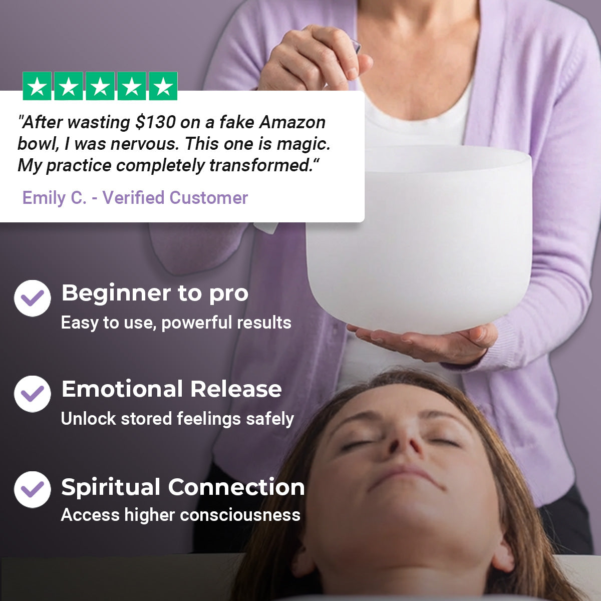 Alchemy Clear Purple B Note Crystal Singing Bowl - Customer Review