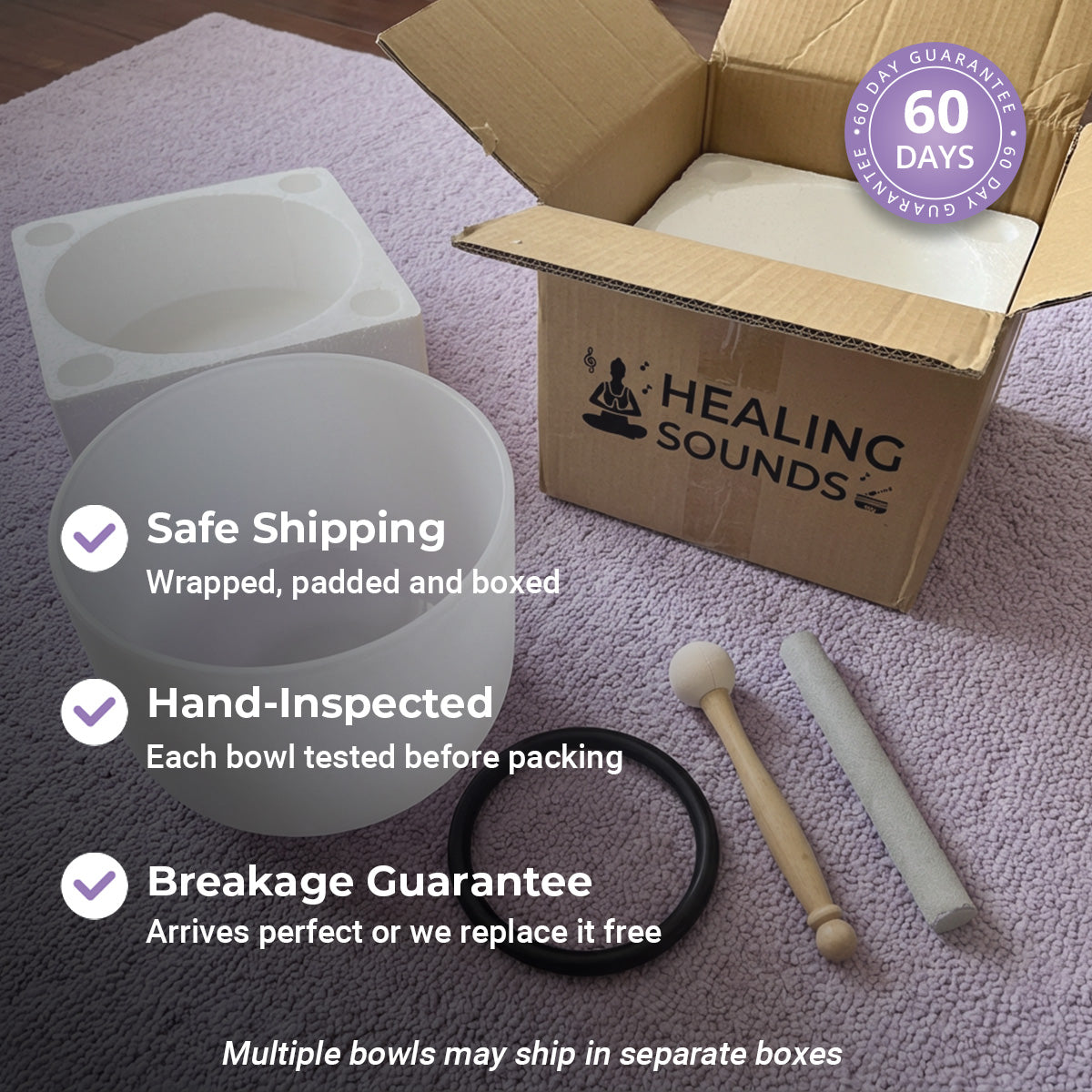 Orange Crystal Singing Bowl for Chakra Meditation - Packaging