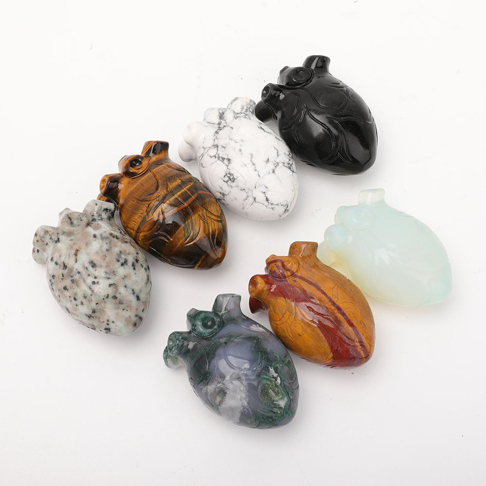 Crystal Heart Carvings - 1.9 Inch Healing Stones