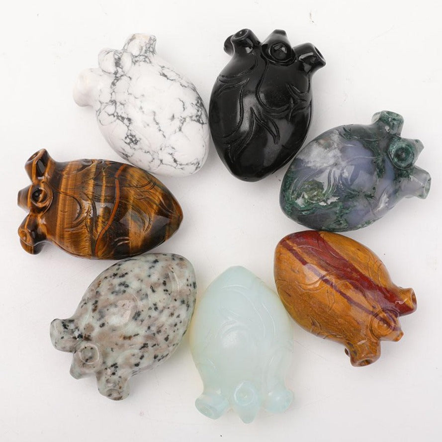 Crystal Heart Carvings - 1.9 Inch Healing Stones