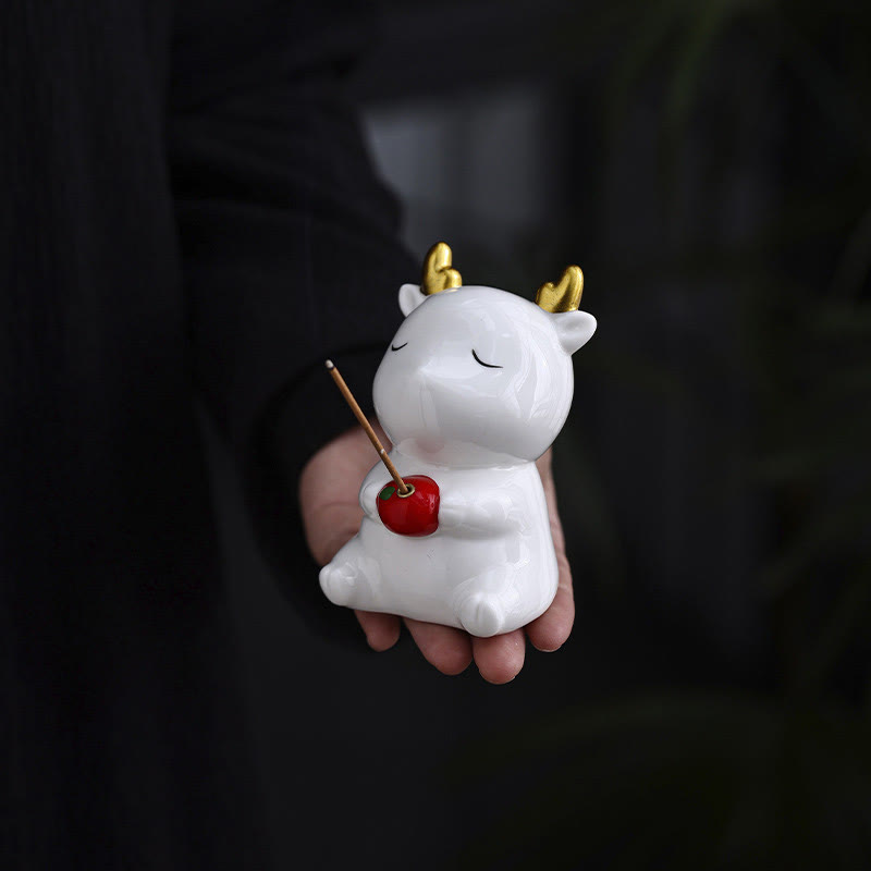 Niedlicher Räucherbrenner aus Keramik mit Hirschmotiv für Meditationsharmonie