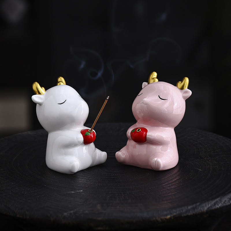 Niedlicher Räucherbrenner aus Keramik mit Hirschmotiv für Meditationsharmonie