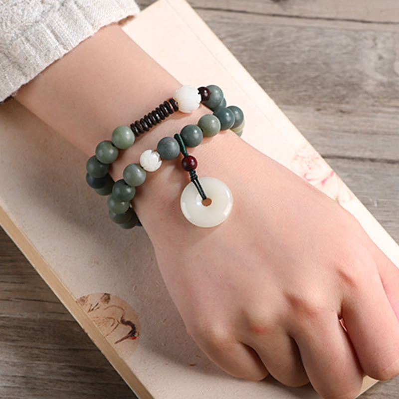 Cyanfarbenes Bodhi-Samen-Jade-Armband für Frieden und Weisheit, 10 mm