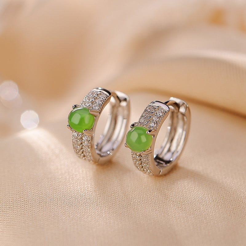 Cyan Jade 4mm Success Ohrstecker in Sterling Silber