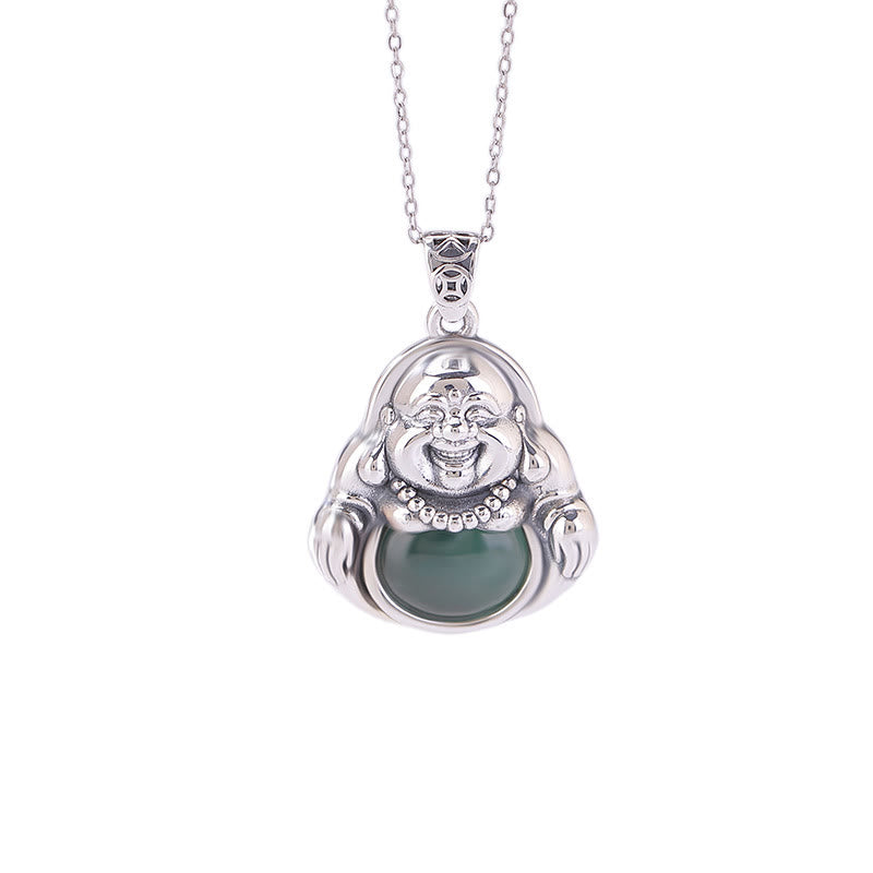 Cyan Jade Buddha Halskette für Erfolg &amp; Heilung | 999 Silber