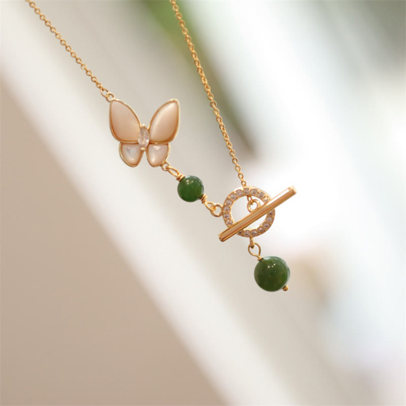 Cyan Jade Schmetterling Heilung Halskette Ring Ohrringe Set