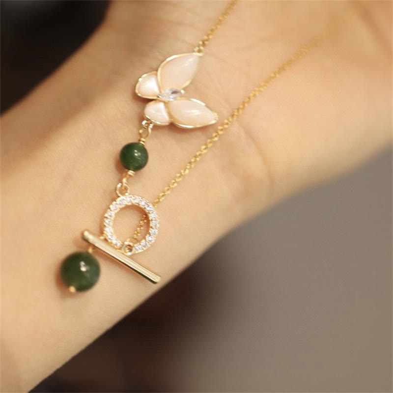 Cyan Jade Schmetterling Heilung Halskette Ring Ohrringe Set