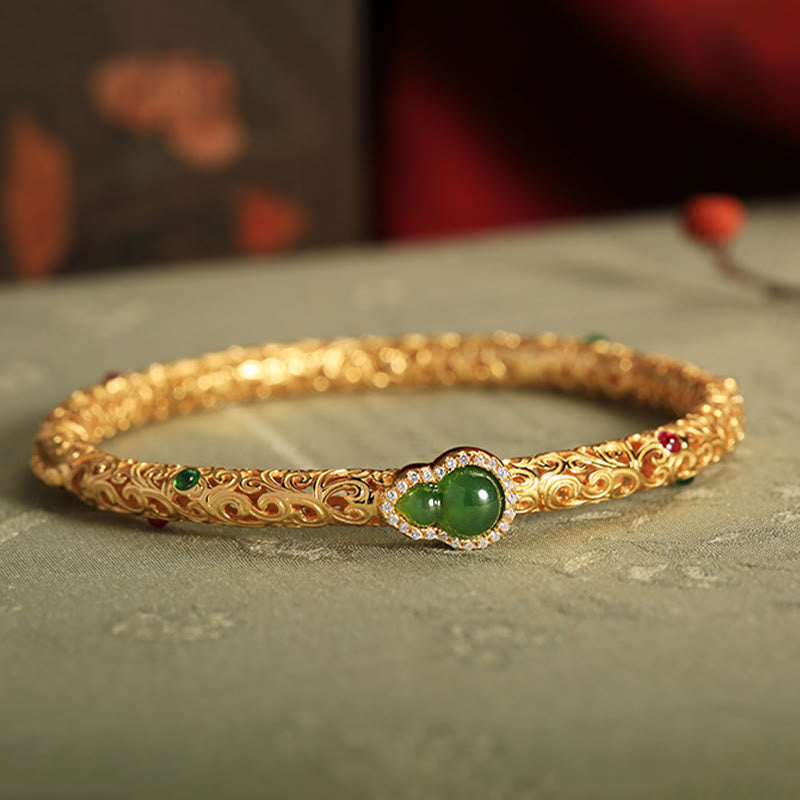 Cyan Jade Kupferplattiertes Goldarmband 56mm Glücksharmonie