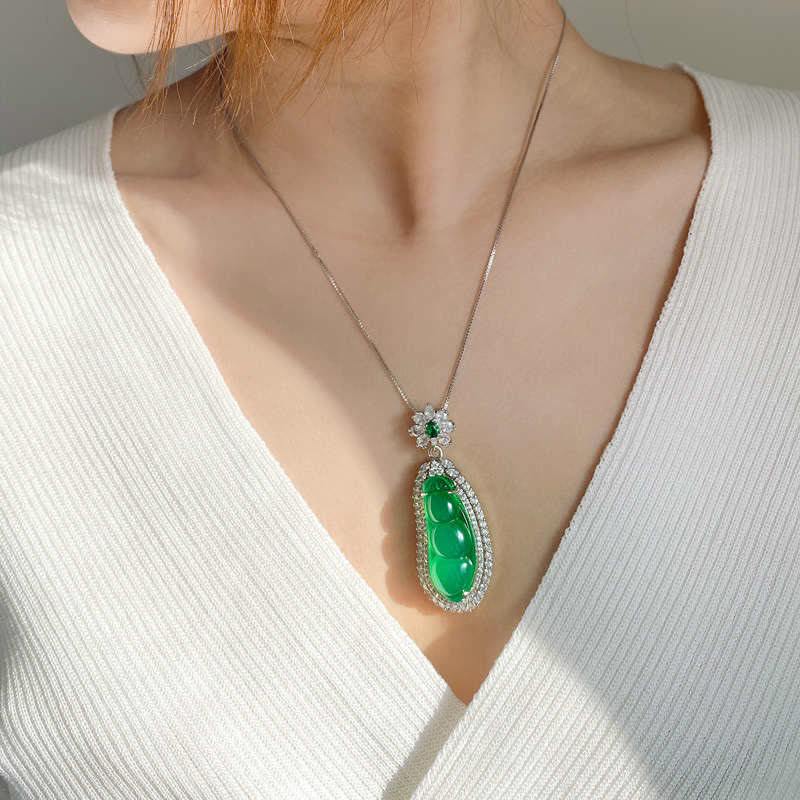 Cyan Jade Glückskette Anhänger für Erfolg &amp; Heilung