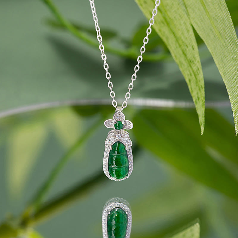 Cyan Jade Erbsen Design Glücks-Heilungskette in 925 Silber