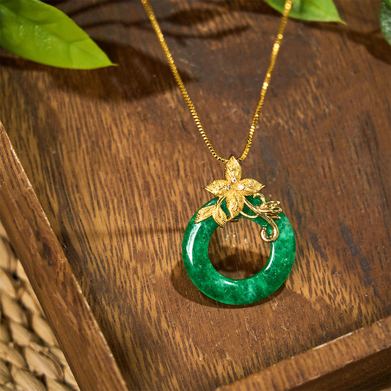 Cyan Jade Peace Buckle Heilung Glück Halskette Anhänger