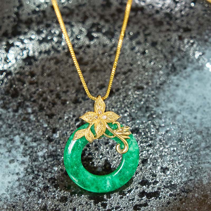 Cyan Jade Peace Buckle Heilung Glück Halskette Anhänger