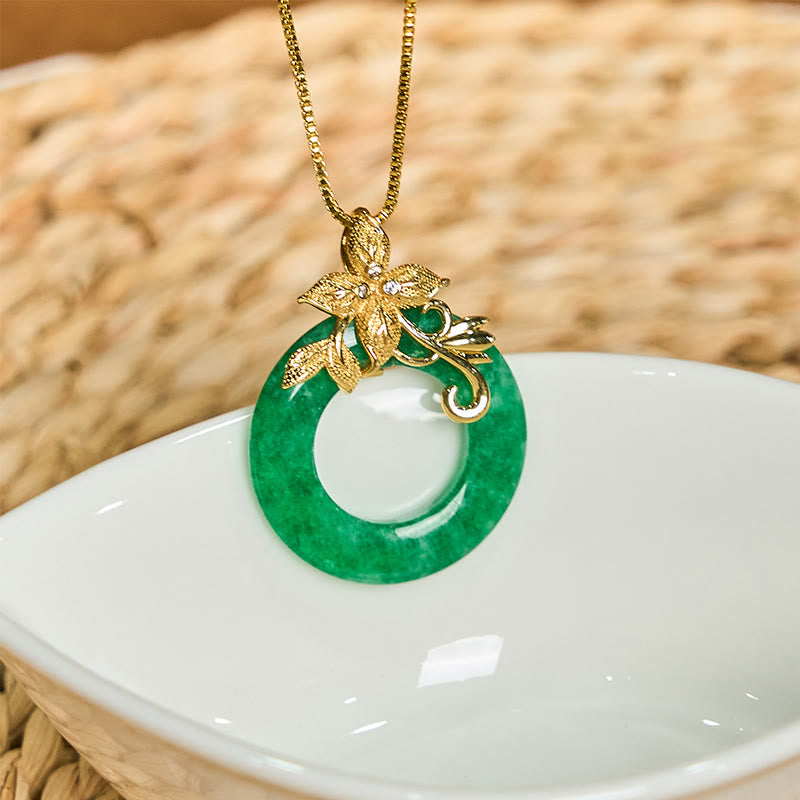 Cyan Jade Peace Buckle Heilung Glück Halskette Anhänger