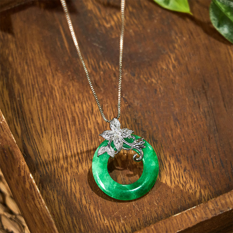 Cyan Jade Peace Buckle Heilung Glück Halskette Anhänger