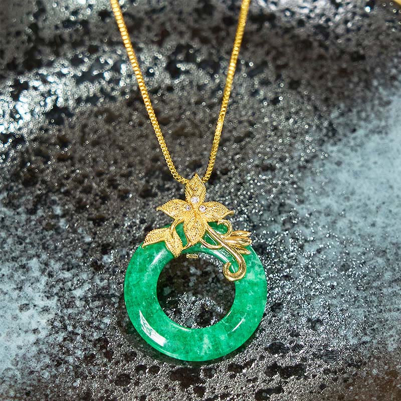 Cyan Jade Peace Buckle Heilung Glück Halskette Anhänger