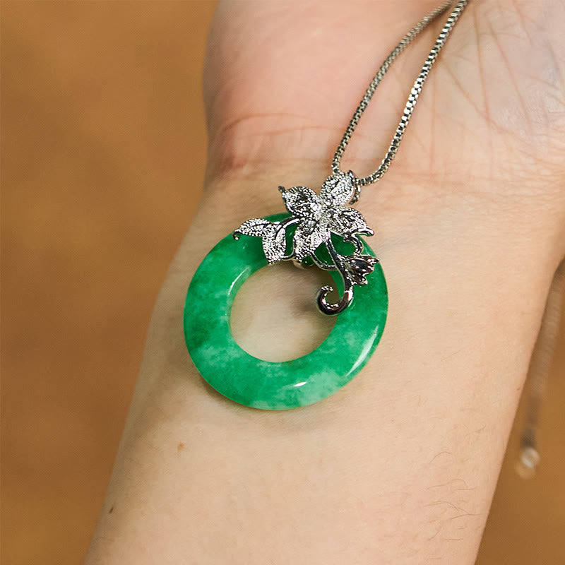 Cyan Jade Peace Buckle Heilung Glück Halskette Anhänger