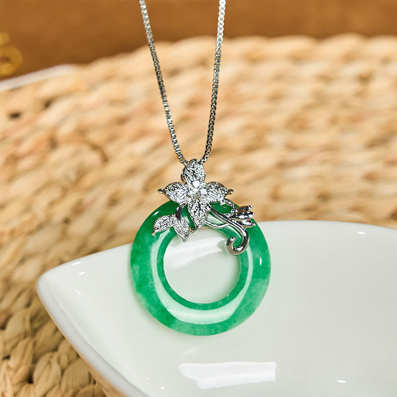 Cyan Jade Peace Buckle Heilung Glück Halskette Anhänger