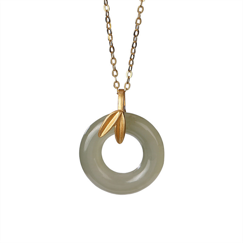 Cyan Jade Sterling Silber Peace Buckle Halskette für Harmonie