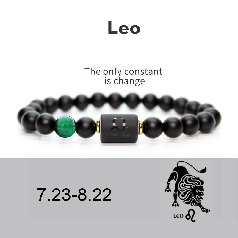 8 mm verstellbares Armband aus schwarzem Onyx mit chinesischem Sternzeichen