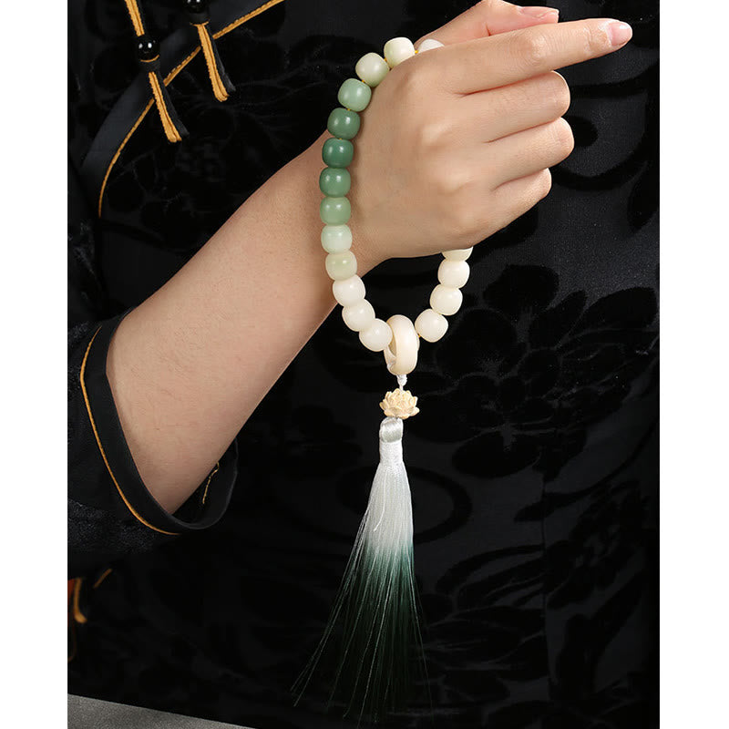 12mm Bodhi Seed Lotus Wisdom Wrist Mala Bracelet