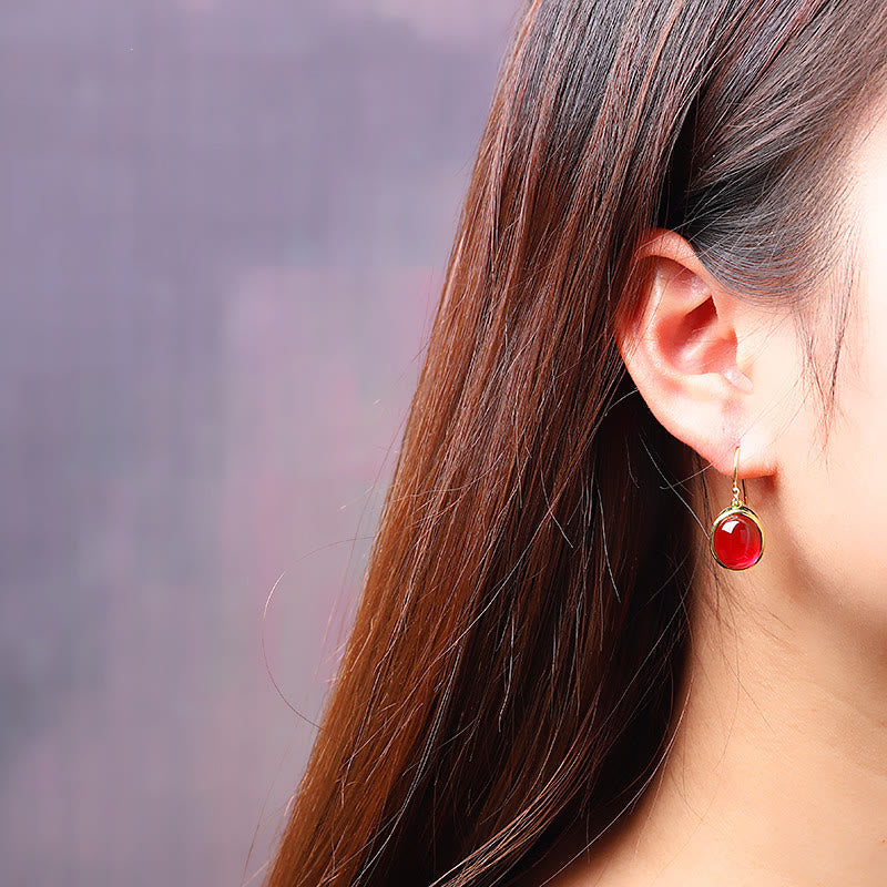 Red Corundum Spiritual Earrings for Confidence and Courage