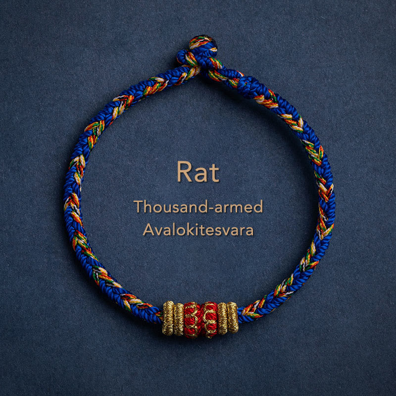 Handgefertigtes rotes Schnurarmband mit chinesischem Tierkreiszeichen für Glück und Stärke