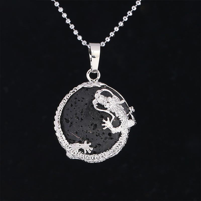 Natural Quartz Crystal Dragon Necklace Healing Energy Pendant