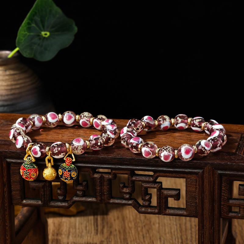 Pink Liuli Glass Spiritual Bracelet for Love & Luck
