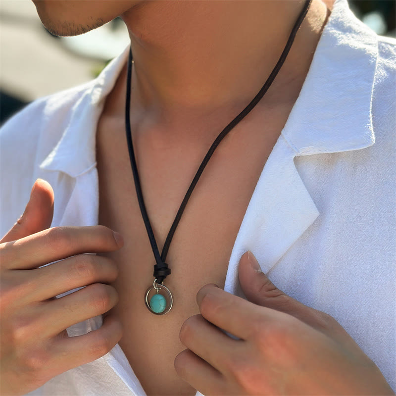 Round Turquoise Protection Strength Necklace Pendant