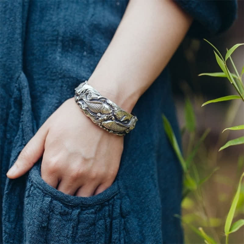 Copper Plated Silver Koi Fish Luck Prosperity Bracelet