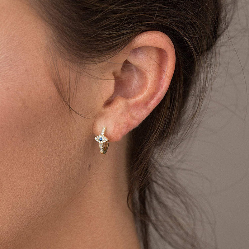 Sterling Silver Evil Eye Stud Earrings | Protection Symbol