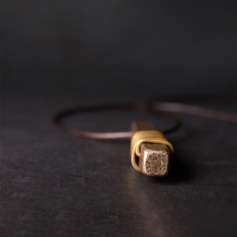 Kupferne Vintage-Halskette mit strukturiertem Reichtum für spirituelles Glück