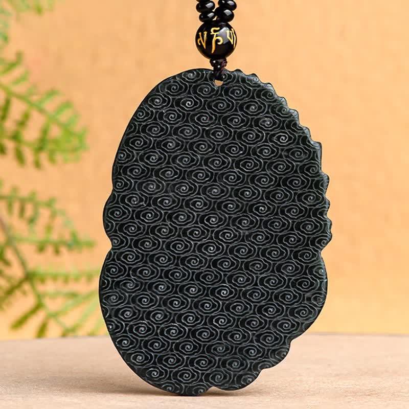 Hetian Cyan Jade Dragon Necklace for Success & Harmony