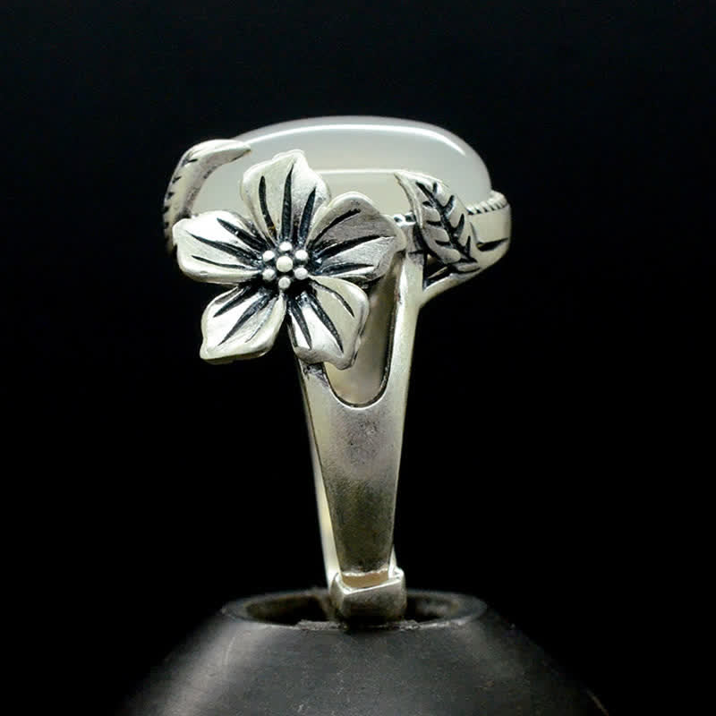 990 Sterling Silber Chalcedon Pflaume Positive Harmonie Ring