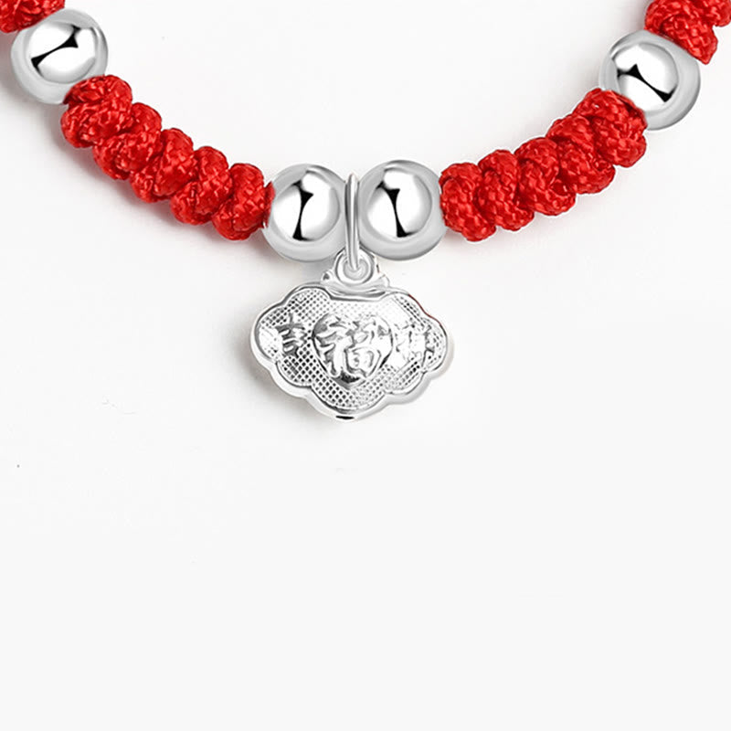 Kids Sterling Silver Spiritual Bracelet With Fu Character Charm