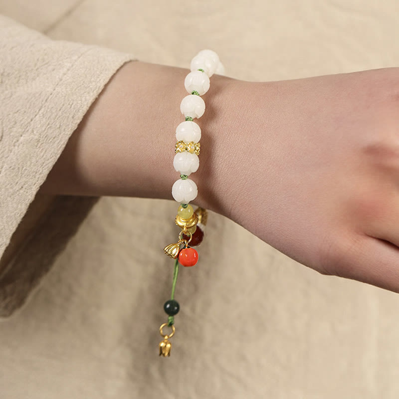 Bodhi Seed Lotus Bracelet for Peace & Enlightenment - 14-15cm