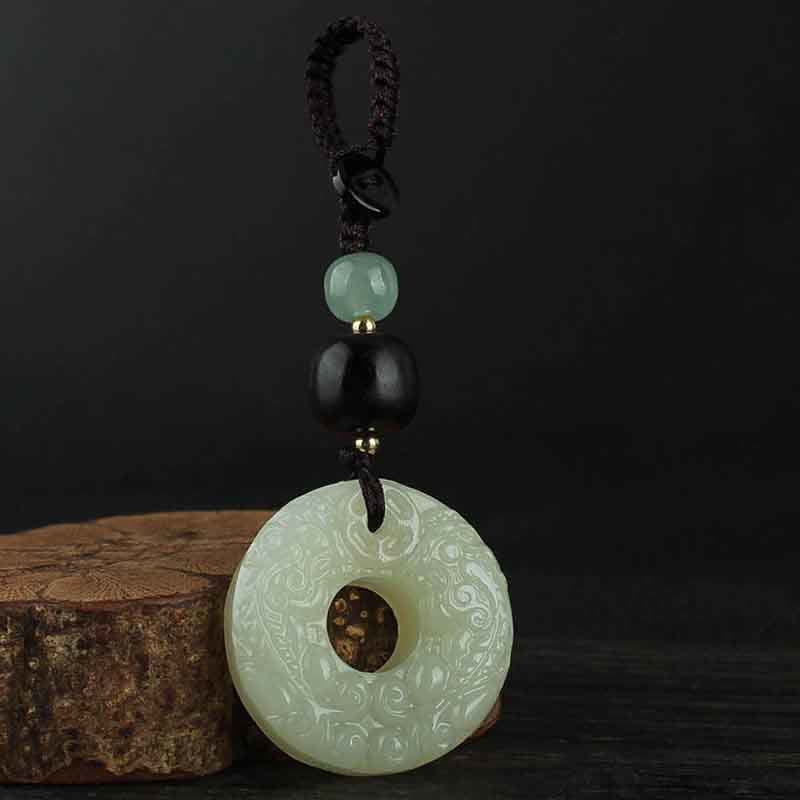 Pixiu Jade Peace Buckle Key Chain for Wealth & Abundance