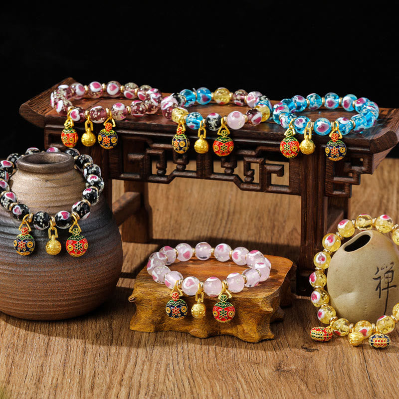 Pink Liuli Glass Spiritual Bracelet for Love & Luck