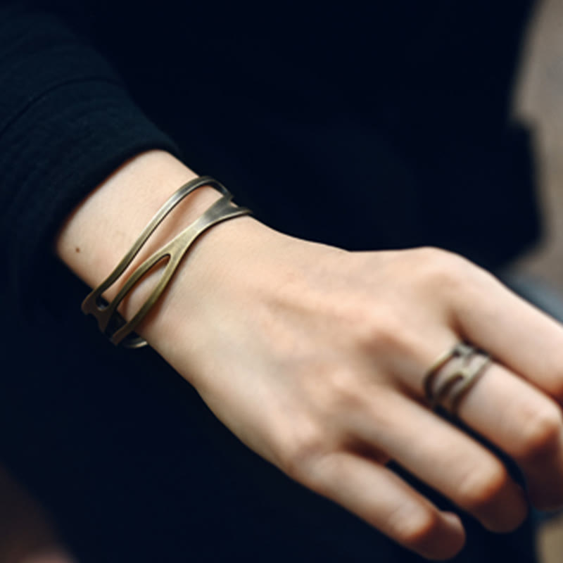 Copper Brass Spiritual Wealth Cuff Bracelet Adjustable Unisex
