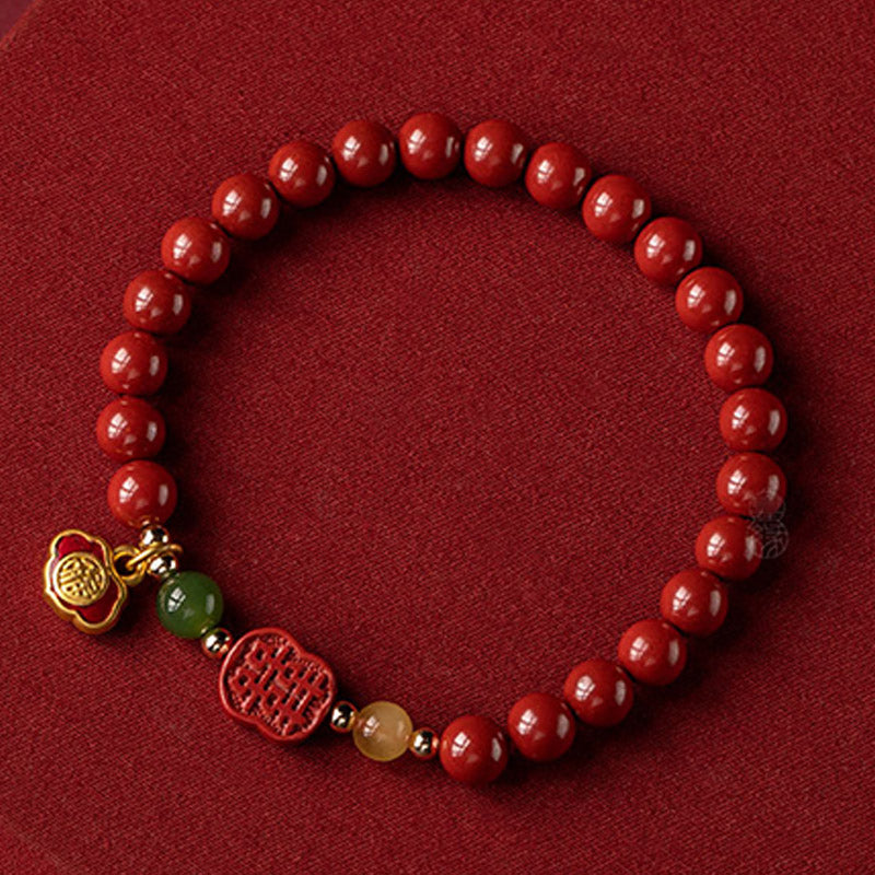 8mm Cinnabar Happiness Bracelet for Calm & Wisdom